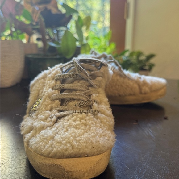 Golden Goose Cream Fuzzy Mules with Silver Star - Picture 3 of 10